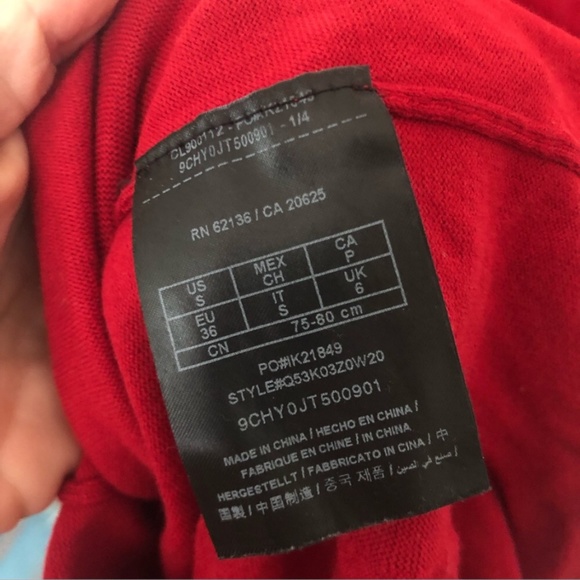 Guess Rouched Long Sleeve Dress in Red Size Small - Picture 4 of 7